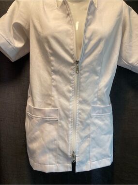 Uniformes Sélect White Medical Scrub Uniform Zip Front Top Size Small